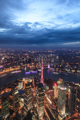 上海陆家嘴金融外滩夜景